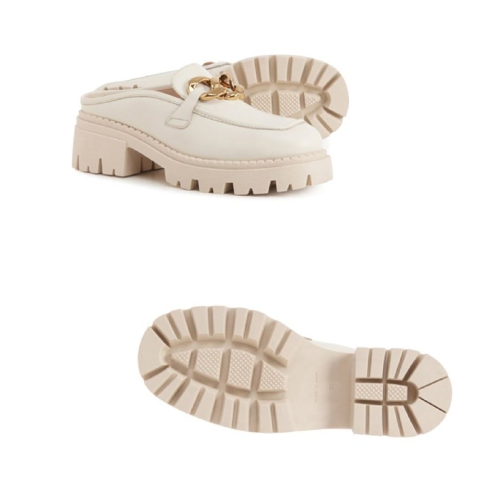 FREE PEOPLE BRAND NEW Lyra Link Loafer Mules Shoes in Bone - Picture 3 of 5